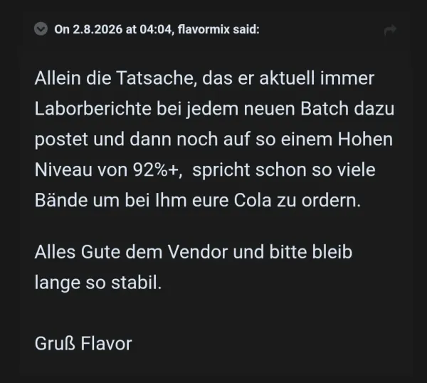 Rückmeldung eines Kunden via Forum