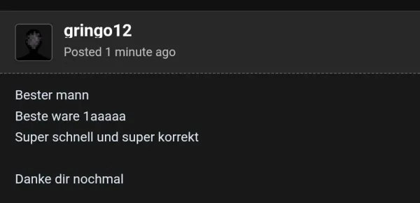 Rückmeldung eines Kunden via Forum