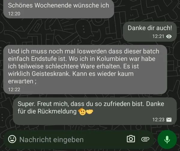 Rückmeldung eines Kunden via Threema