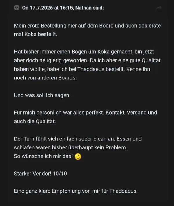 Rückmeldung eines Kunden via Forum