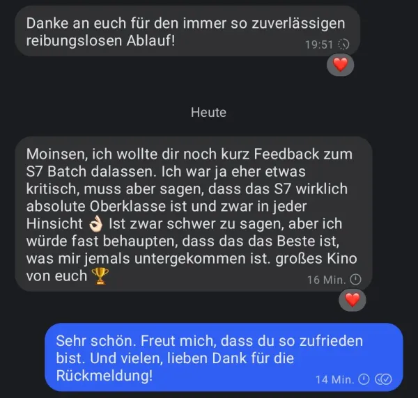 Rückmeldung eines Kunden via Signal