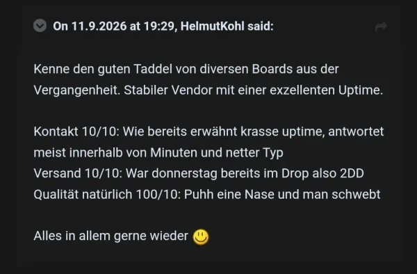 Rückmeldung eines Kunden via Forum
