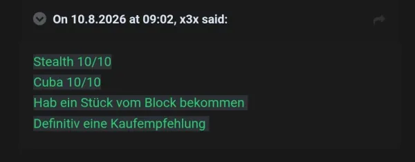 Rückmeldung eines Kunden via Forum