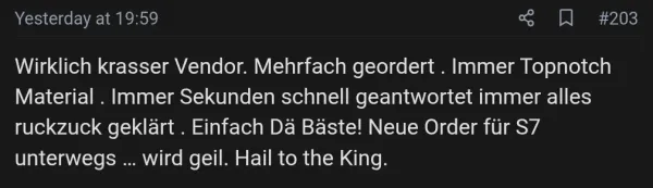 Rückmeldung eines Kunden via Forum