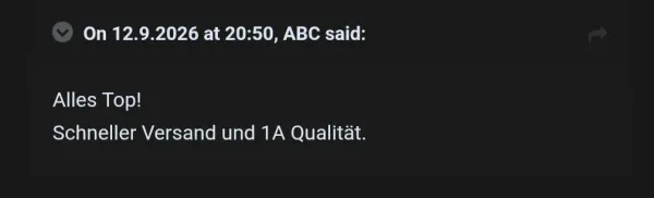 Rückmeldung eines Kunden via Forum