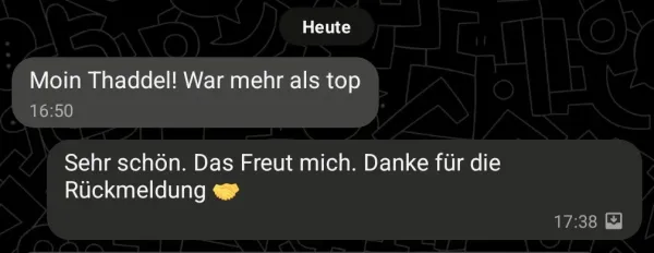 Rückmeldung eines Kunden via Threema