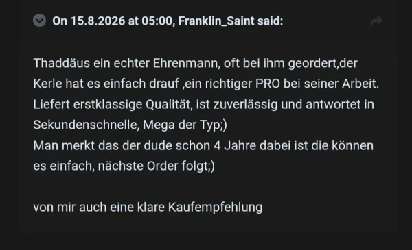 Rückmeldung eines Kunden via Forum