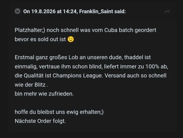 Rückmeldung eines Kunden via Forum