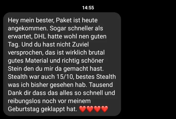 Rückmeldung eines Kunden via Session