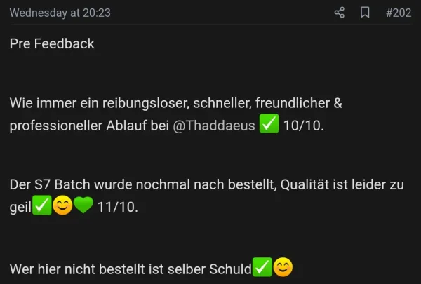 Rückmeldung eines Kunden via Forum