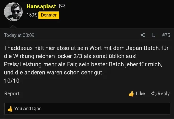 Rückmeldung eines Kunden via Forum