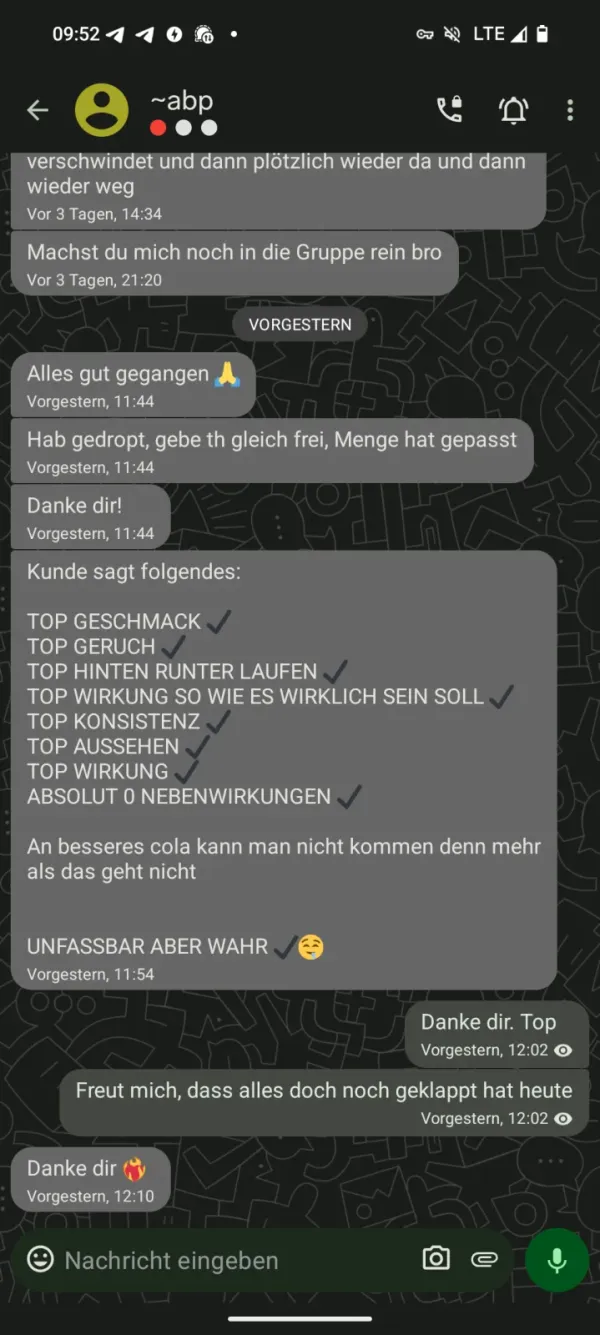 Rückmeldung eines Kunden via Threema