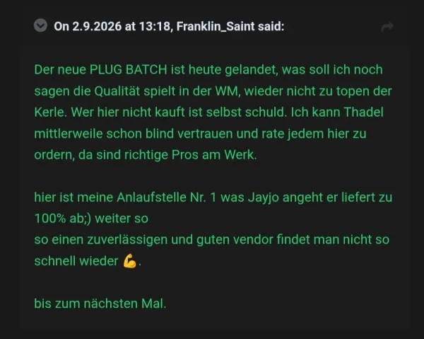 Rückmeldung eines Kunden via Forum