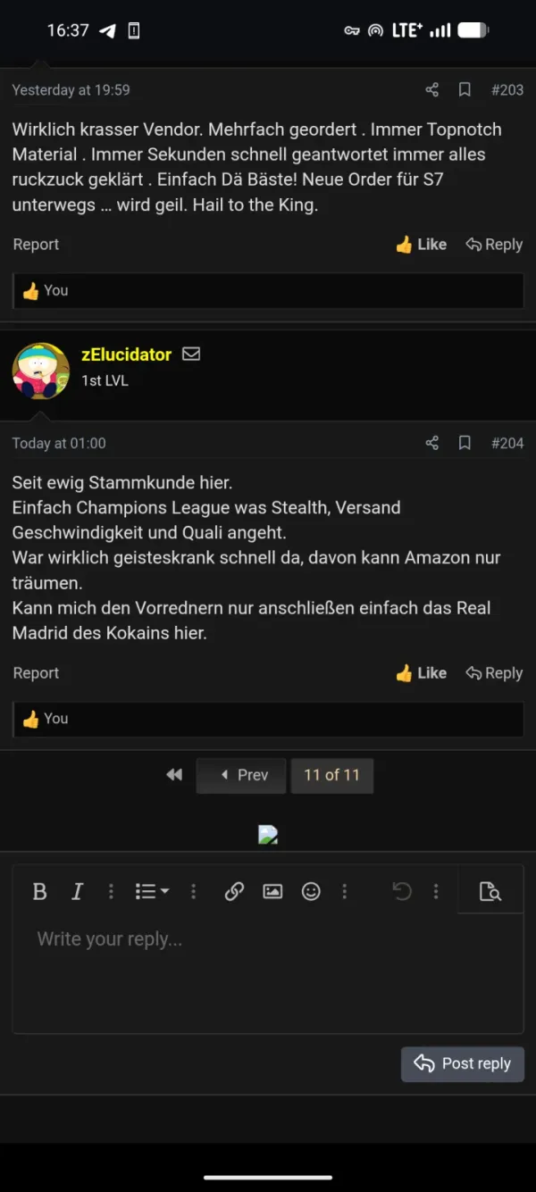 Rückmeldung eines Kunden via Forum